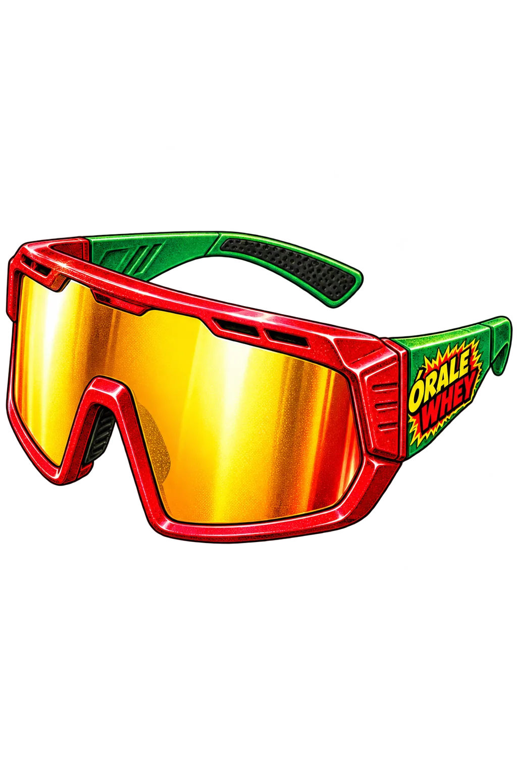 Fiesta sunglasses with Órale Whey branding